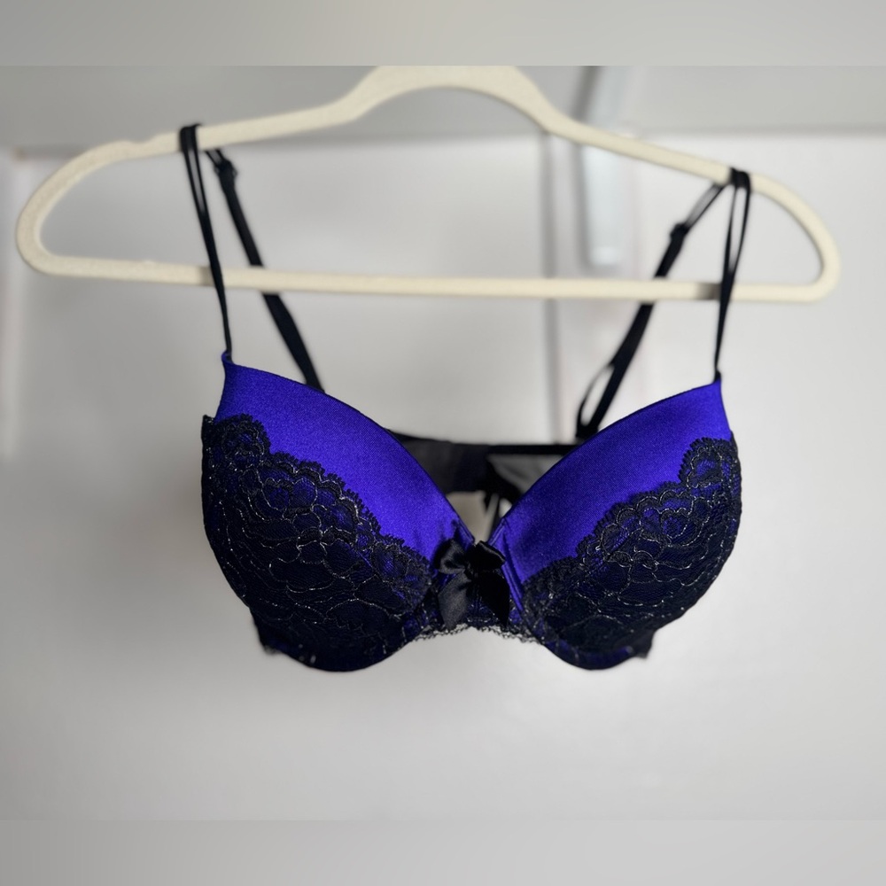 Victoria's Secret Purple and Black Lace Bra with Underwire